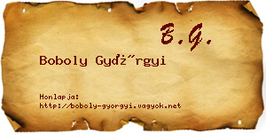 Boboly Györgyi névjegykártya